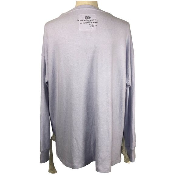 Peace Love World Sweatshirt Lightweight Soft Lavender Oversized Size Small - Picture 3 of 11